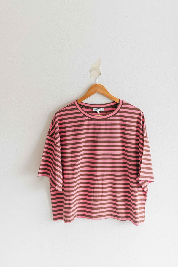 oversized boyfriend tee| pink + maroon