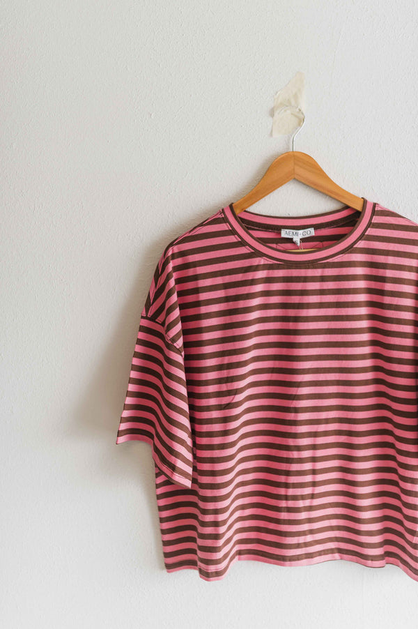 oversized boyfriend tee| pink + maroon