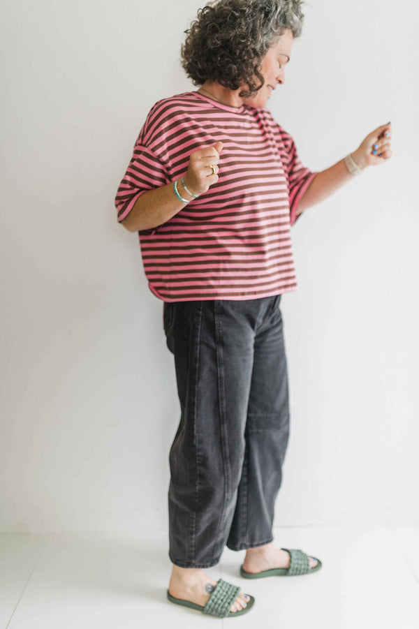 oversized boyfriend tee| pink + maroon