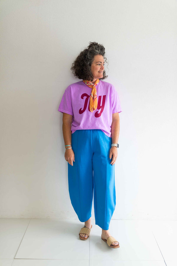 mid-rise soft knit pants | blue