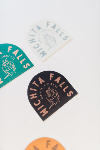 wichita falls armadillo black arch | sticker