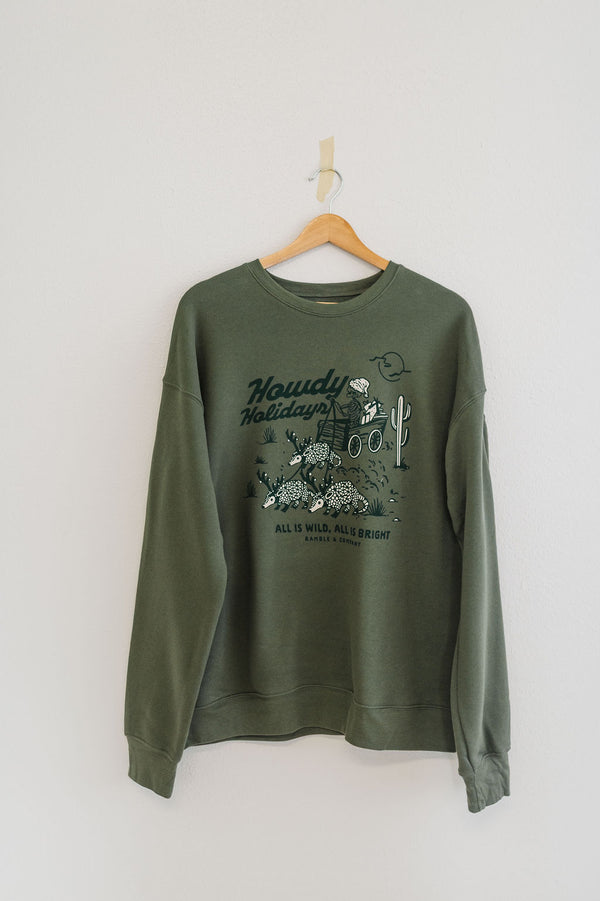 howdy holidays | green crewneck sweatshirt