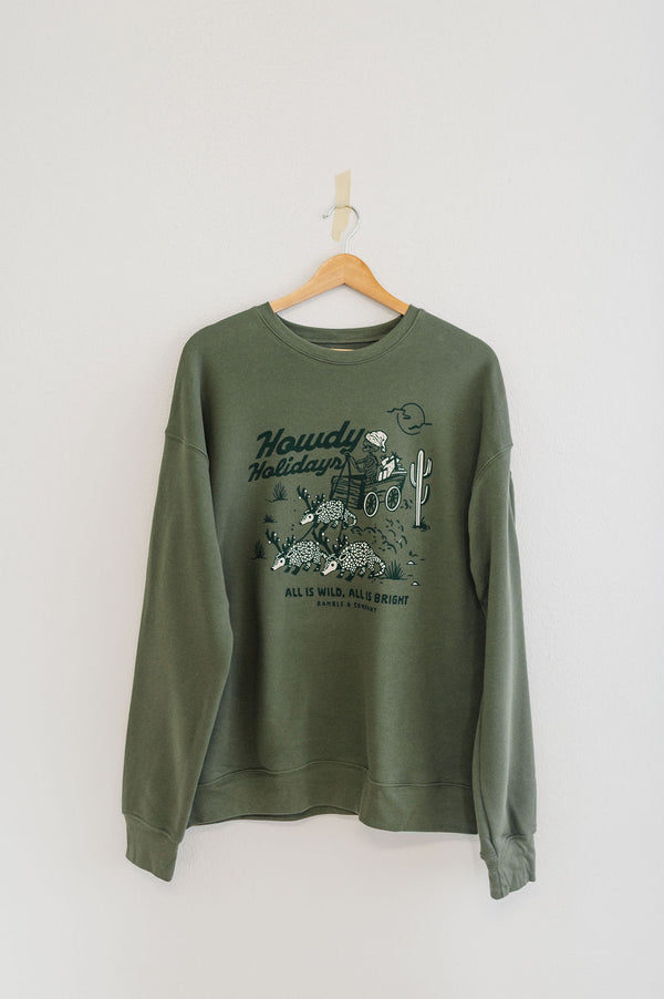 howdy holidays | green crewneck sweatshirt