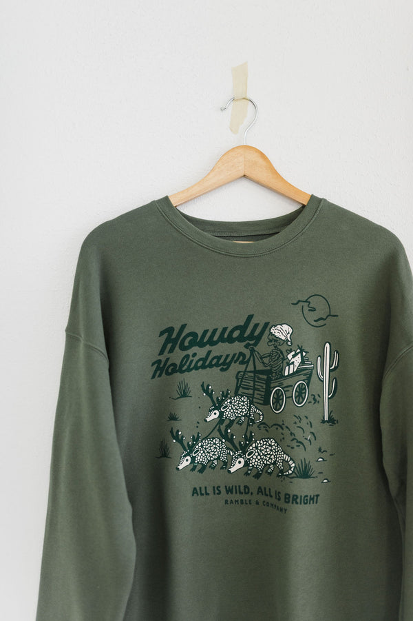 howdy holidays | green crewneck sweatshirt