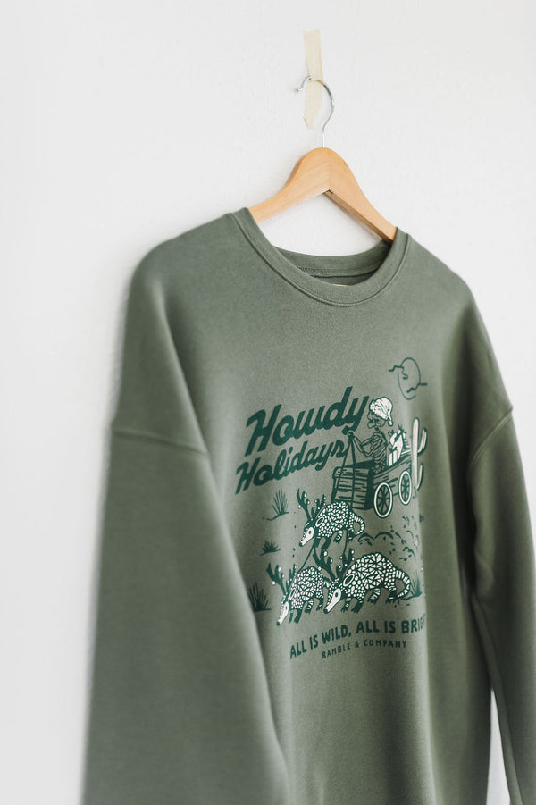 howdy holidays | green crewneck sweatshirt