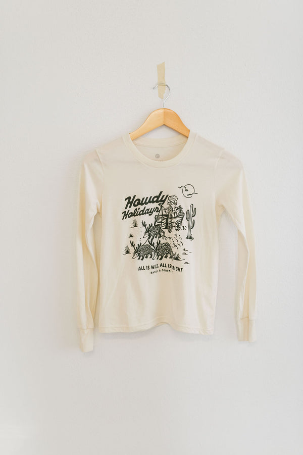 howdy holidays | natural long sleeve youth