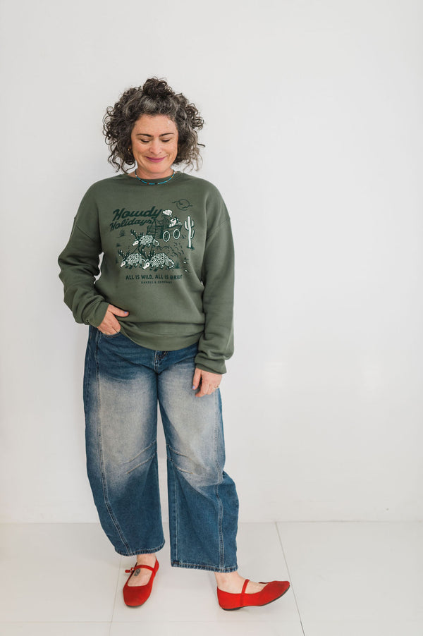 howdy holidays | green crewneck sweatshirt