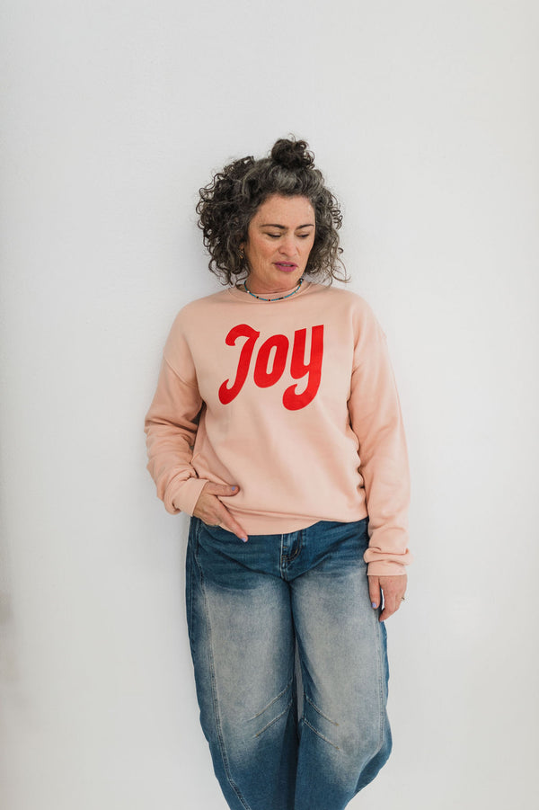 joy | peach crewneck sweatshirt