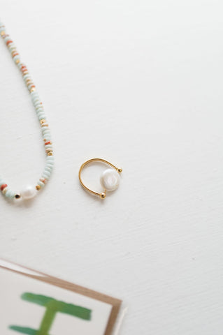 baroque pearl ring | 18k gold