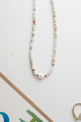 boho beaded pearl necklace