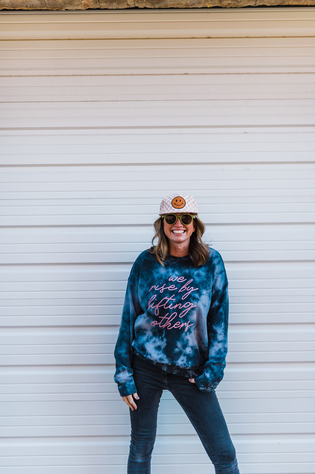 we rise by lifting others | black tie dye fleece crewneck