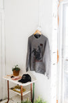 yeehaw skeleton + armadillo | grey raglan sweatshirt