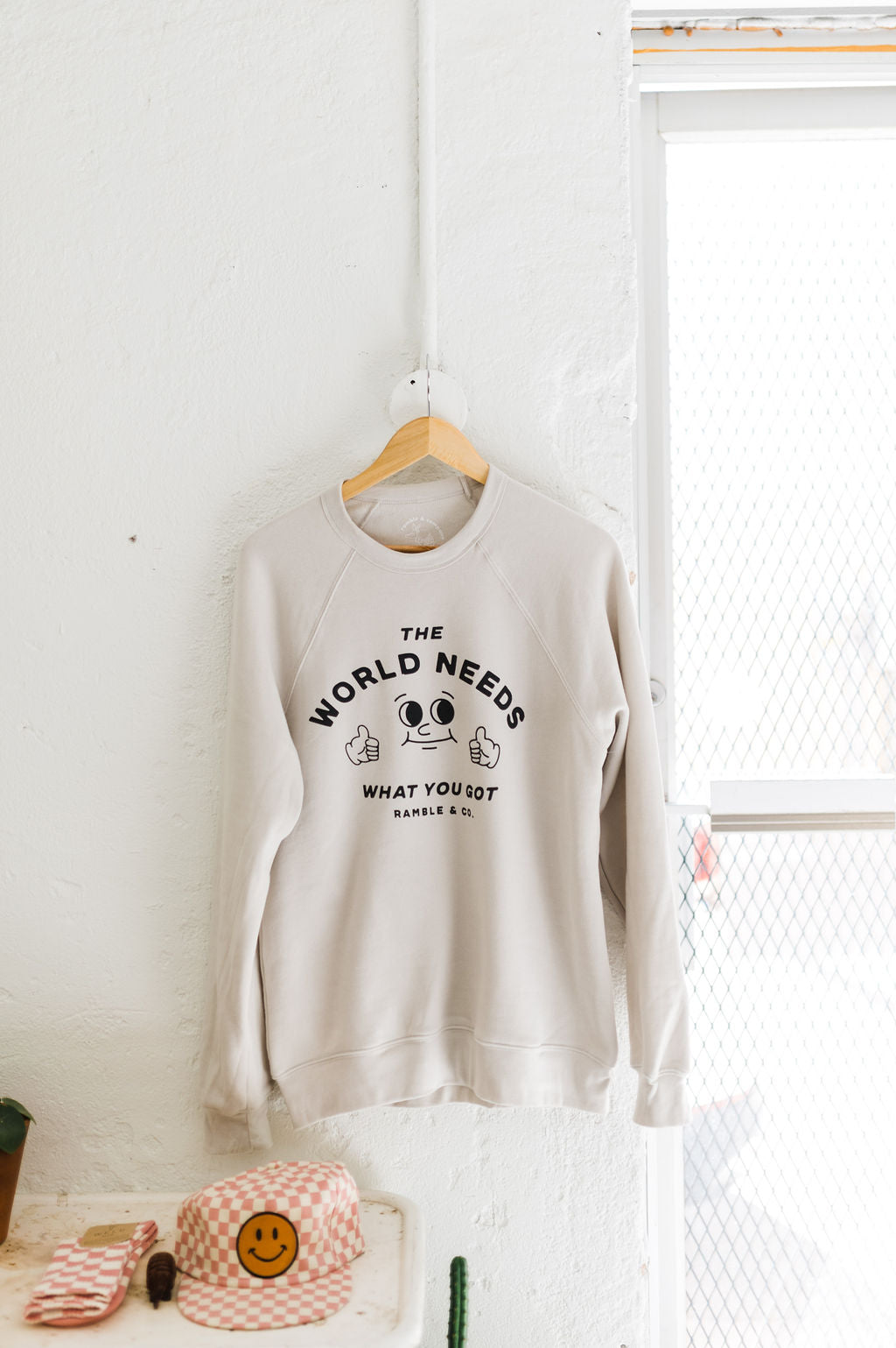 the world needs what you got | heather dust raglan sweatshirt