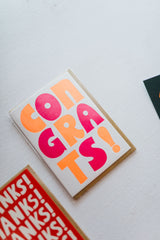 letterpress greeting card | congrats!