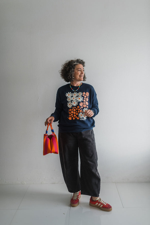 see the good flower | navy crewneck sweatshirt