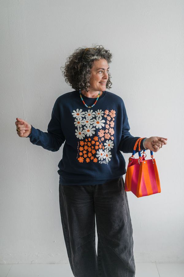 see the good flower | navy crewneck sweatshirt