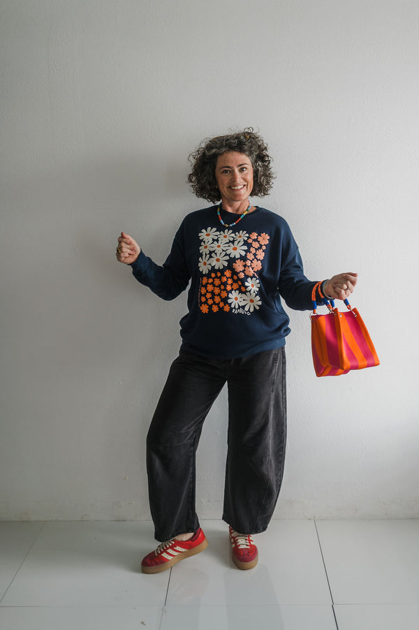 see the good flower | navy crewneck sweatshirt