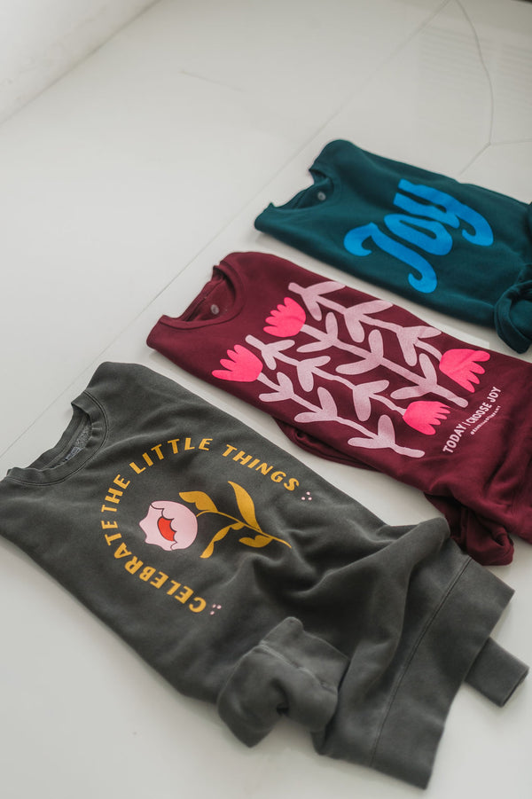 celebrate the little things | pigment black crewneck sweatshirt
