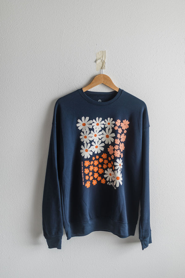see the good flower | navy crewneck sweatshirt
