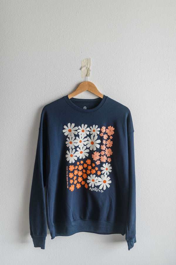 see the good flower | navy crewneck sweatshirt