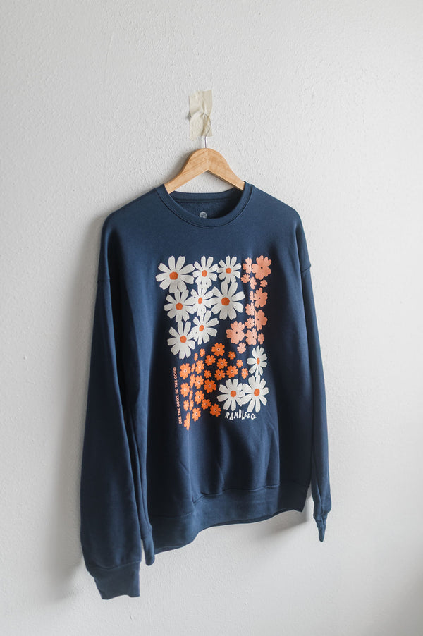 see the good flower | navy crewneck sweatshirt