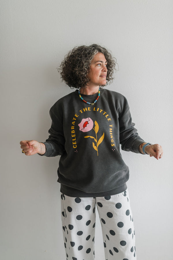 celebrate the little things | pigment black crewneck sweatshirt
