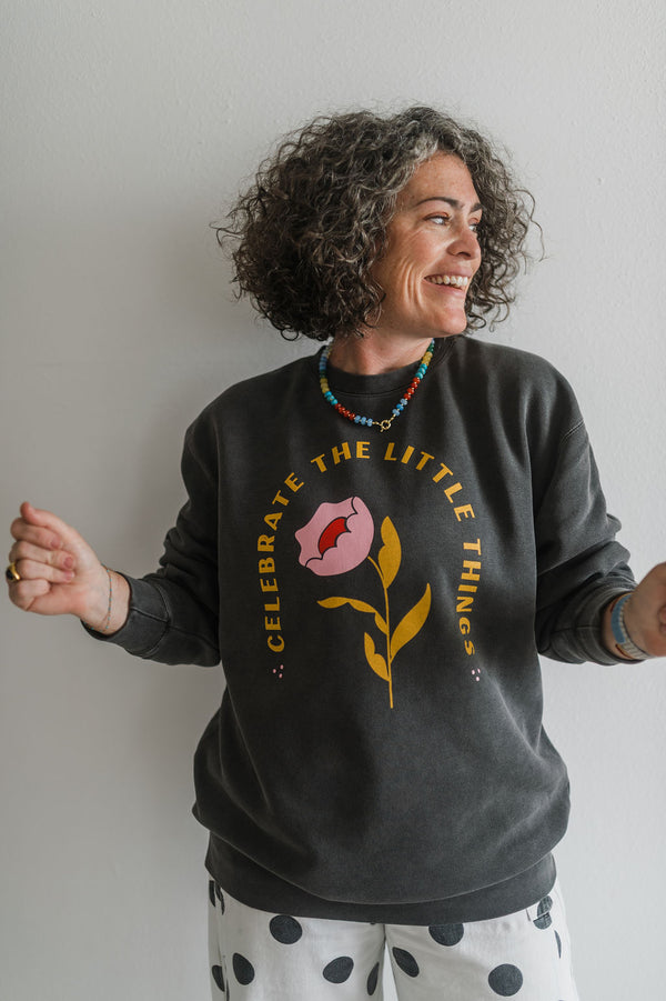 celebrate the little things | pigment black crewneck sweatshirt