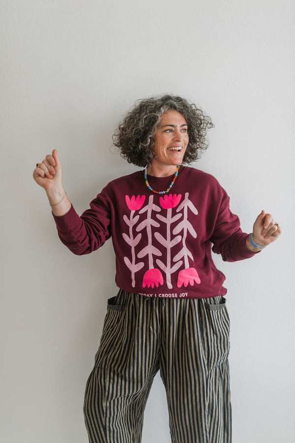 today I choose joy | maroon crewneck sweatshirt
