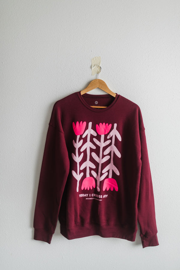 today I choose joy | maroon crewneck sweatshirt