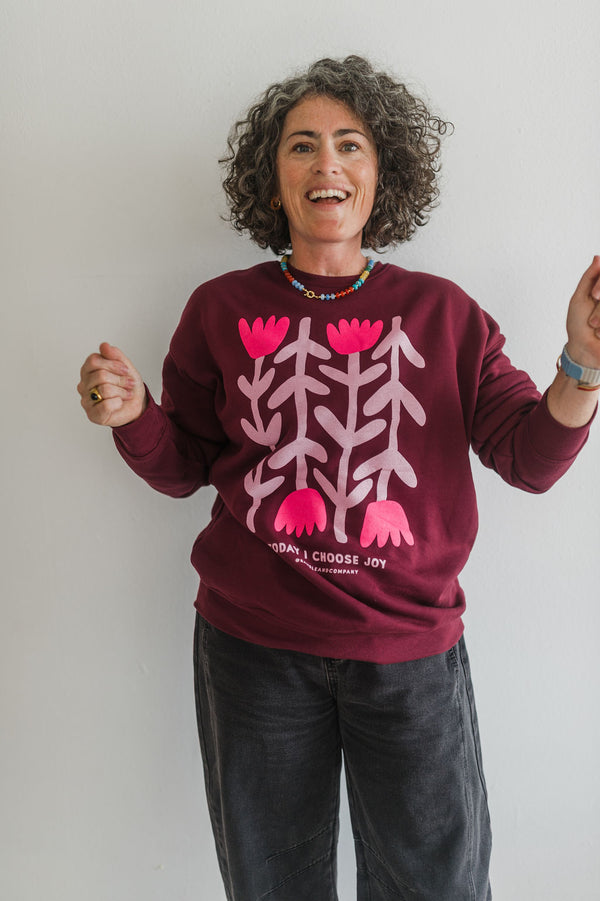 today I choose joy | maroon crewneck sweatshirt