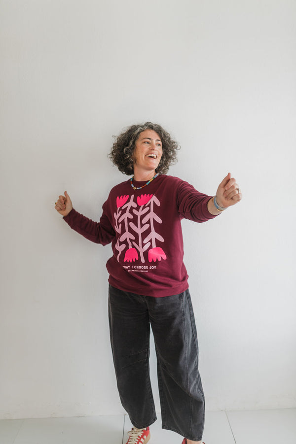 today I choose joy | maroon crewneck sweatshirt