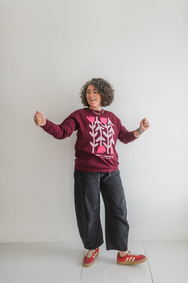 today I choose joy | maroon crewneck sweatshirt