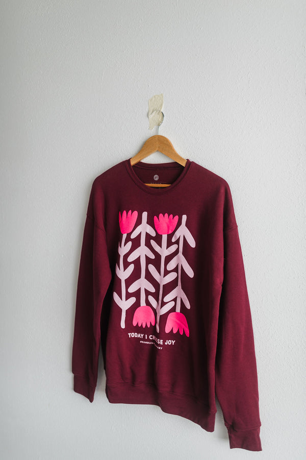 today I choose joy | maroon crewneck sweatshirt