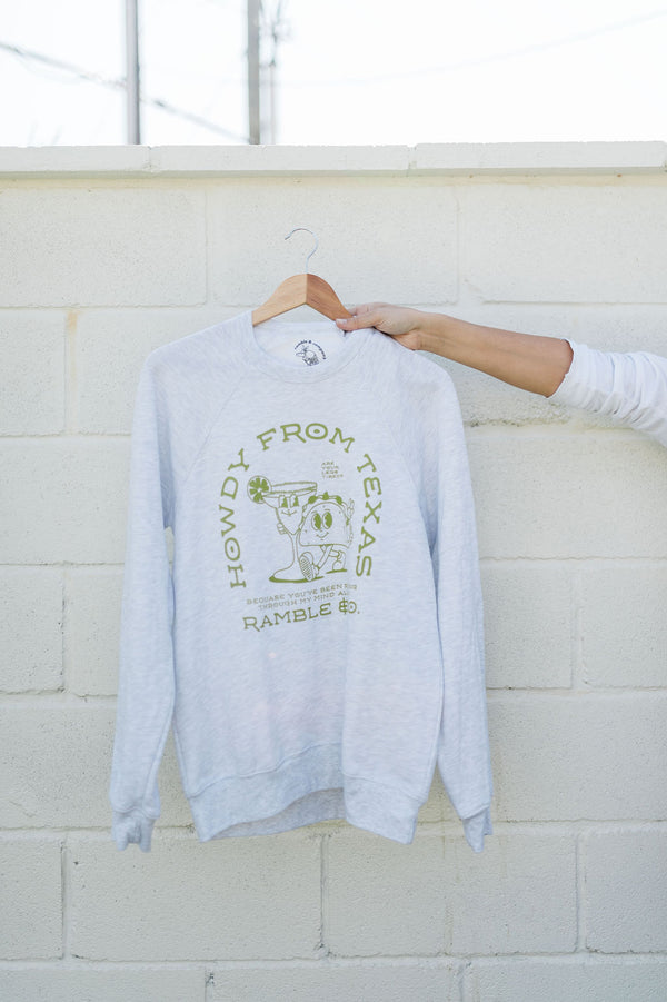 howdy from texas | grey raglan crewneck *PLEASE READ DESCRIPTION*