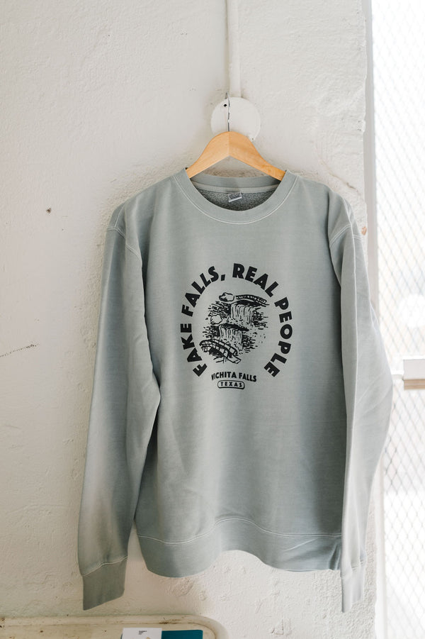 fake falls real people | sage pigment dyed crewneck sweatshirt