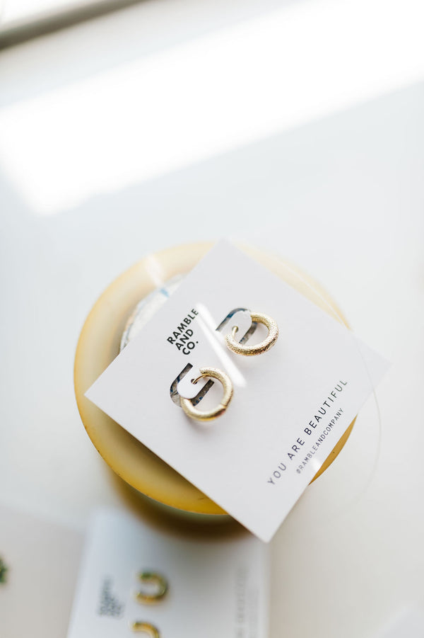 dotted textured huggie | 24k gold filled