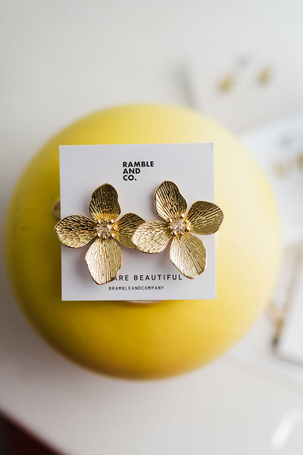 textured flower earrings | 14k gold filled