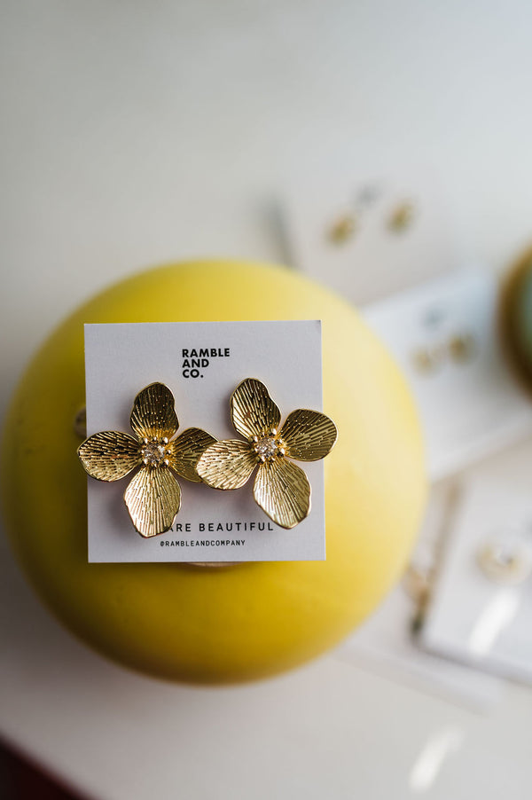 textured flower earrings | 14k gold filled