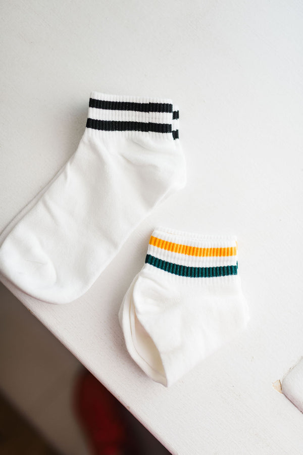 everyday color stripe socks | green + gold
