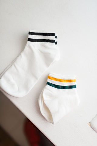 everyday color stripe socks | white + black