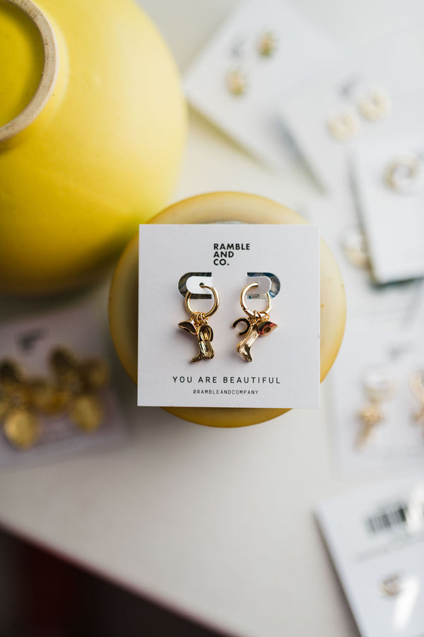mini western boot charm | hoop earring