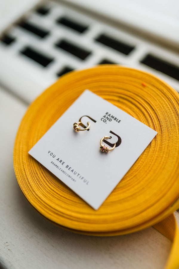 pink rondelle ring link | hoop earrings