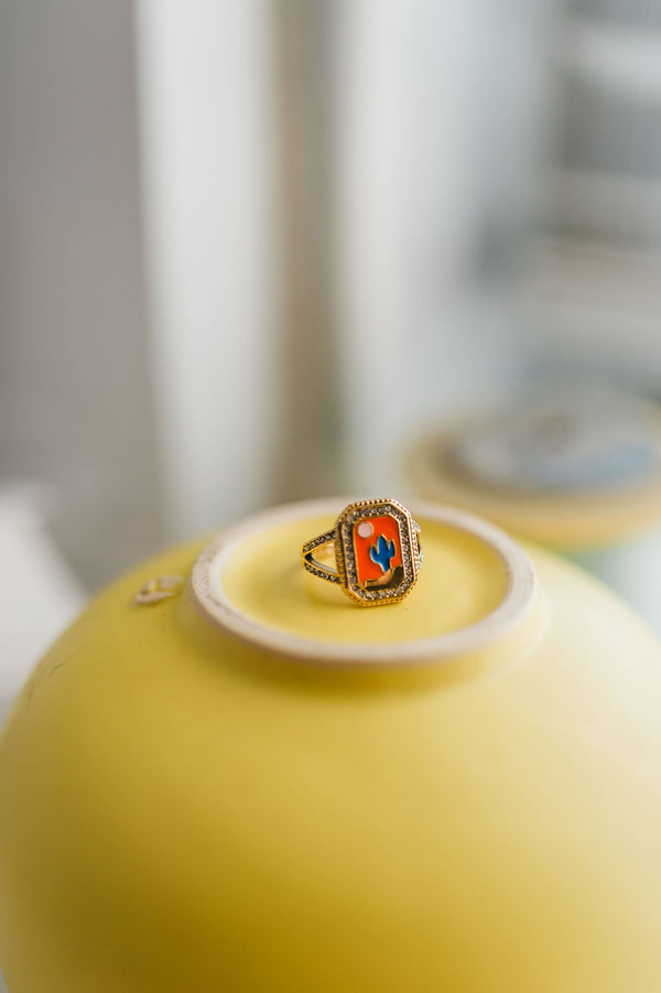 orange cactus statement 18k gold | ring