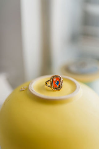 orange cactus statement 18k gold | ring