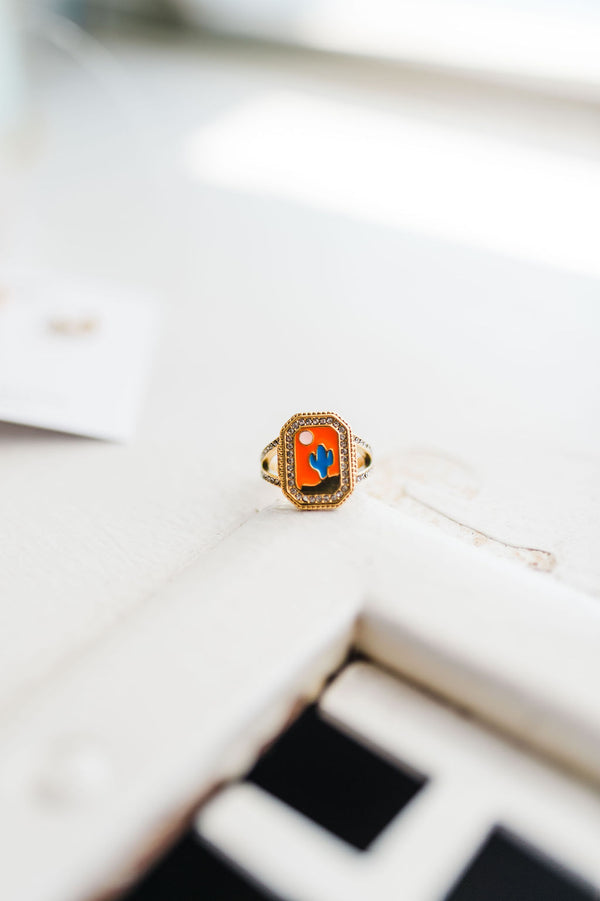 orange cactus statement 18k gold | ring