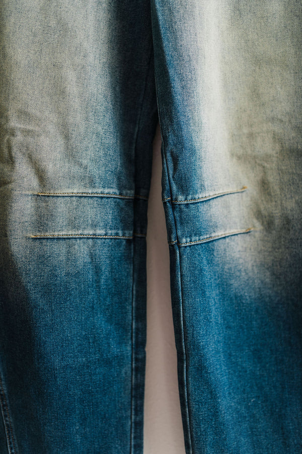 mid-rise wide leg barrel pants | dark blue