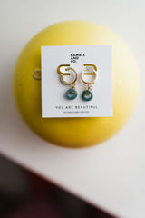 green jade donut huggie | 14k gold filled