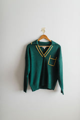 collared pullover | green + gold