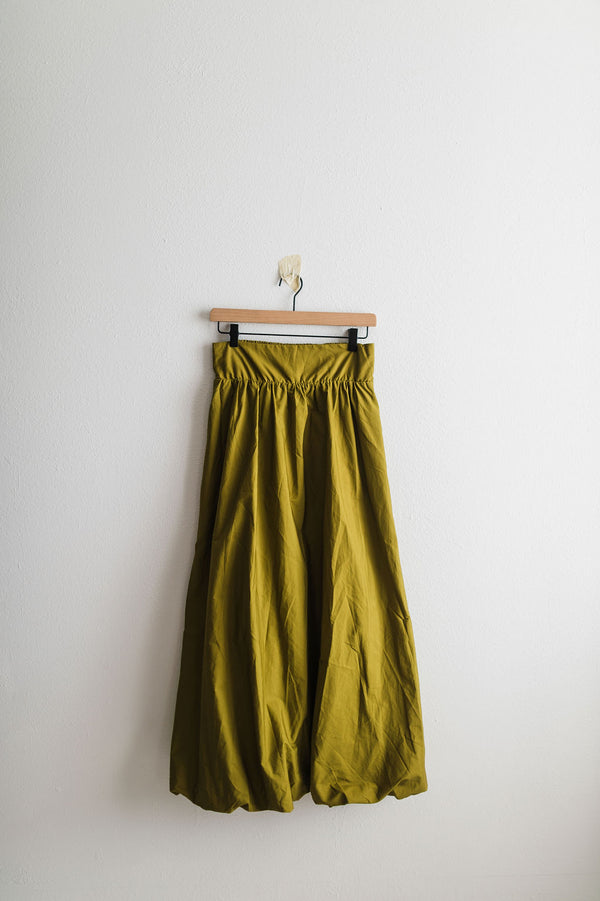 bubble wide waistband long skirt | palms