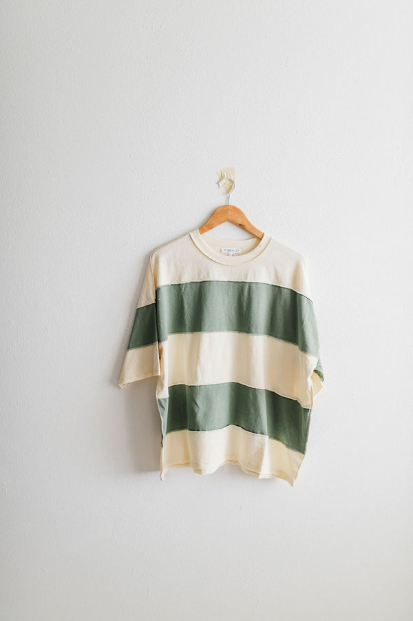 large stripe color block top | butter green